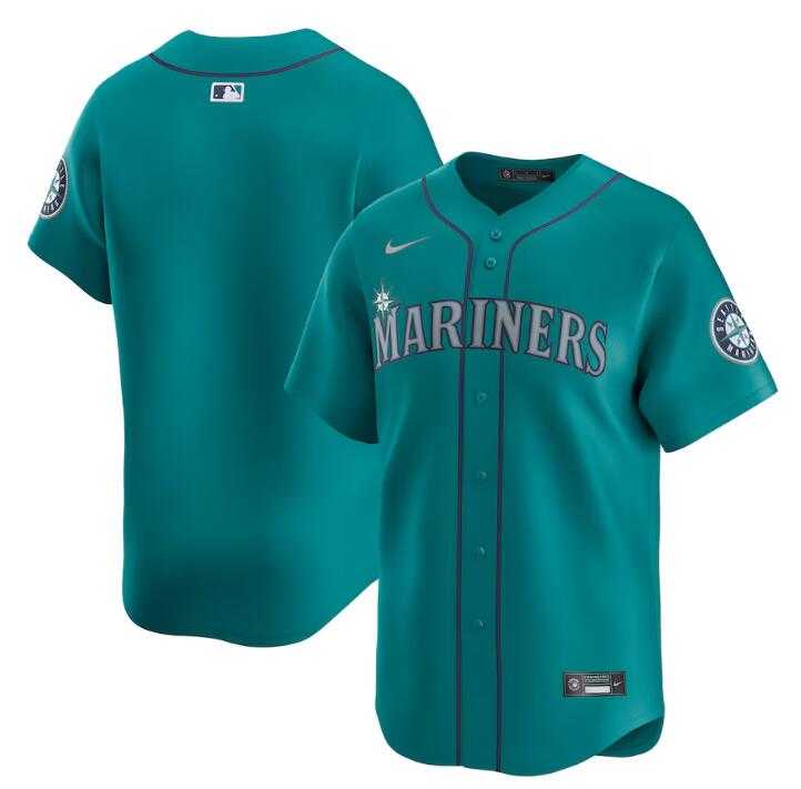 Mens Seattle Mariners Blank Aqua Alternate Limited Stitched jersey Dzhi